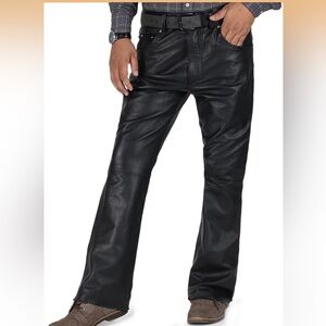 Laverapelle Men's Genuine Lambskin Black Leather Pants, Black Leather Jeans